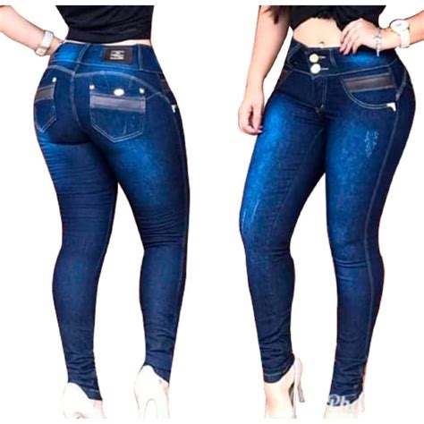 Calça Jeans Detalhe Couro 2 Botões Cós Largo Modelador Top Promoção Barata Qualidade Hot Pants