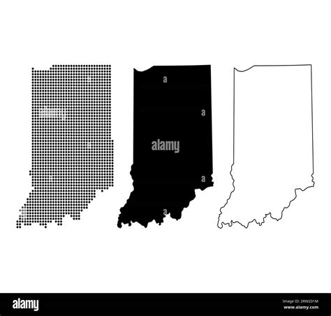Set Of Indiana Map United States Of America Flat Concept Icon Vector