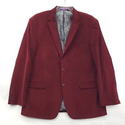 Alan Flusser Corduroy Blazer Jacket Mens XL Red 100 Cotton Double