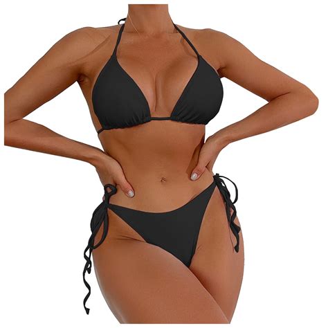 CAIVO Women Swimwear New Split Bikini Sexy Backless Lace Up Beach Vacation Bikini Leisure Beach