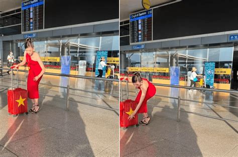 Hot girl Trần Thanh Tâm lủi thủi mình ở sân bay để sang Thái Lan thi