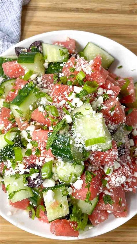 Watermelon Salad With Goat Cheese And Cucumber Is The Freshest Salad On The Planet