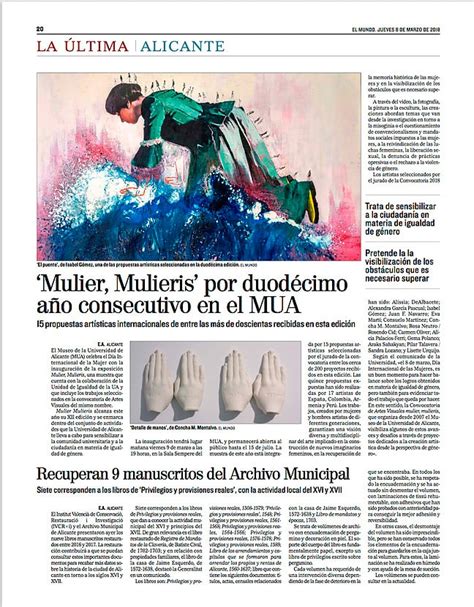 Newspaper El Mundo 8 De Marzo De 2018 Mulier Mulieris