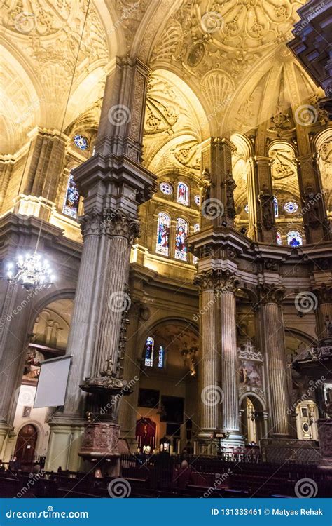 Interior of the Cathedral in Malaga, Spain Editorial Photo - Image of ...