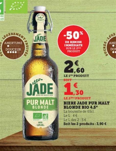 Promo Bière Jade Pur Malt Blonde Bio 4 5 chez Hyper U iCatalogue fr