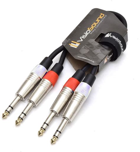 2 x 6.35mm 1/4" Stereo TRS Jack Balanced Twin Lead/Signal Audio Patch ...