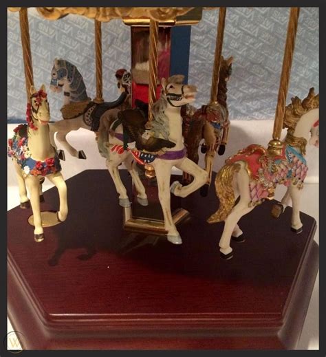 Rare Vintage San Francisco Music Box Co 6 Horse Carousel Merry Go Round