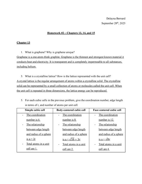 Exam Homework Chem Delayna Bernard September Th