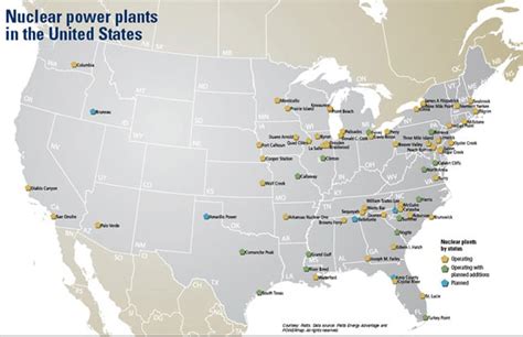 Map Of Nuclear Power Plants In The United States