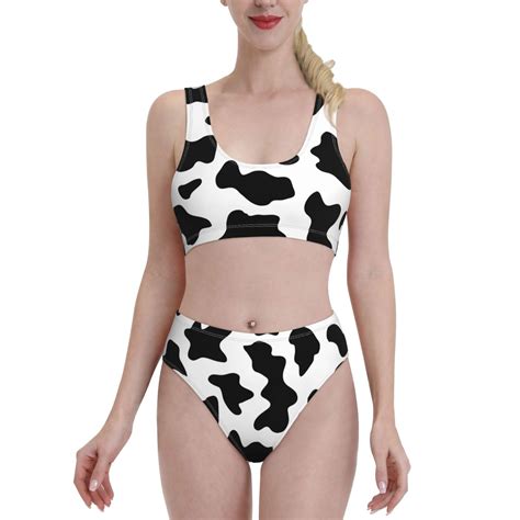 Adobk Milk Cow Print Women High Waisted Bikini Set Sports Swimsuit Bathing Suit Large Walmart