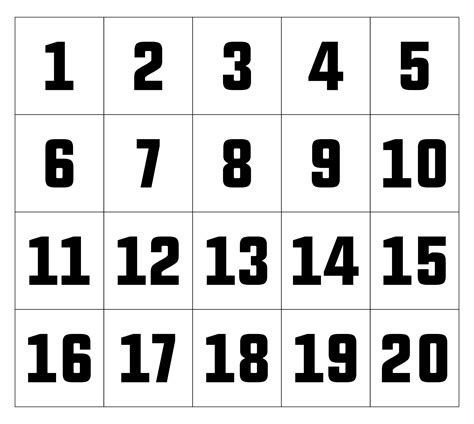 Free Printable Large Numbers 1 20