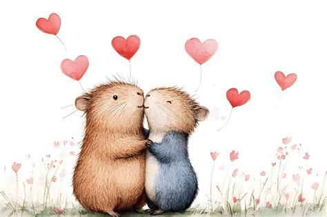Love Between Capybaras Captured In A Charming Illustration Showcasing