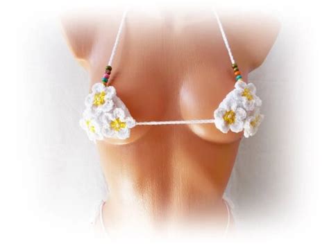 Extreme Micro Bikini Crochet Women Erotic Lingerie Flower Etsy