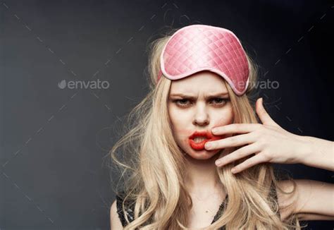 Drunk Blonde Sleep Mask Smears Lipstick All Over Her Face Stock Photo By Shotprime