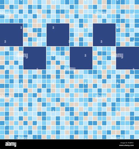 Blue And Beige Ceramic Tile Mosaic In Swimming Pool Vector Seamless