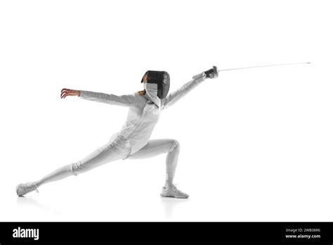 Artistry And Combat Electrifying Photo Of Finesse Of Female Fencer In