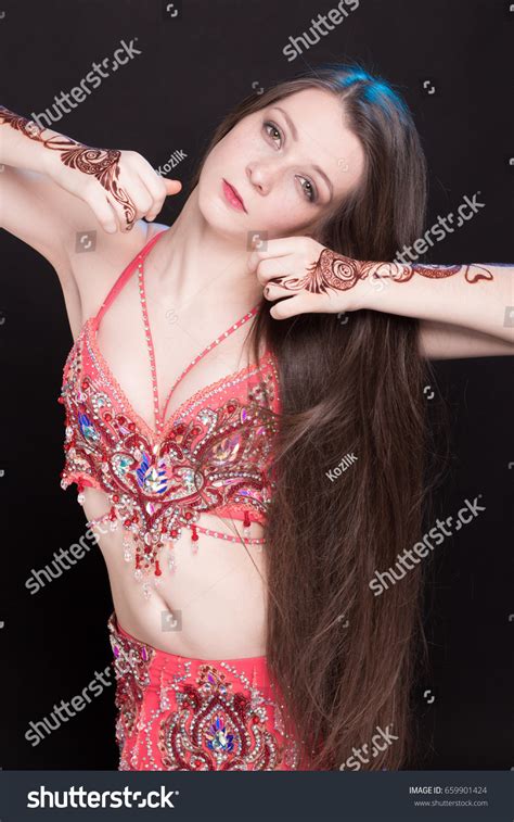 Dancer Girl Brunette Long Hair Red Stock Photo 659901424 Shutterstock