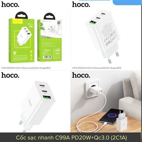 Cóc Sạc Nhanh Hoco 20W C99A Trang Bị 3 Cổng Sạc Chính Hãng Gía Rẻ