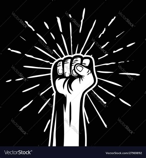 Power Clenched Raised Fist Hand Gesture Power Vector Image