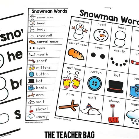 Snowman Word List The Teacher Bag