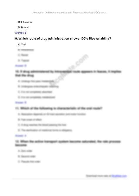 Solution Biopharmaceutics And Pharmacokinetics Absorption Set 1 Solved