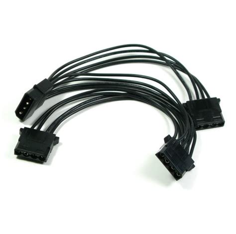 Single Braid 4 Pin Molex to 3 Way 4 Pin Molex Power Adapter 15cm Black ...