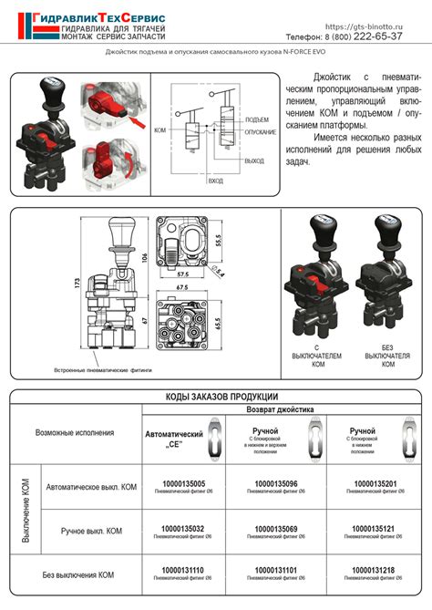Джойстик подъема и опускания самосвального кузова N-FORCE EVO