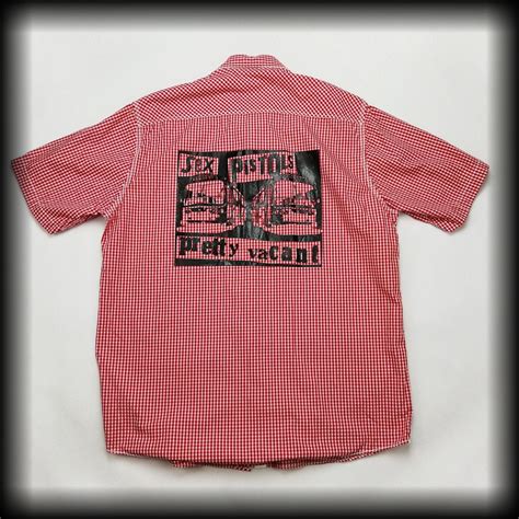 Koszula Sex Pistols Xl Diy Czerwono Bia A Krata Spirit Of Rock And Roll Secondhand And New Clothing