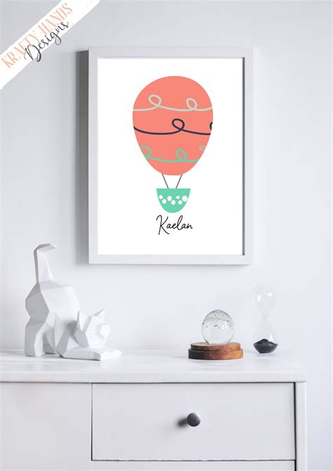 Personalised Hot Air Balloon Nursery Print Nursery Decor Etsy UK