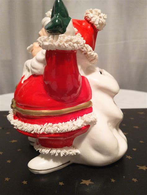 Vintage Napco Santa Claus Bank With Spaghetti Trim Vintage Etsy