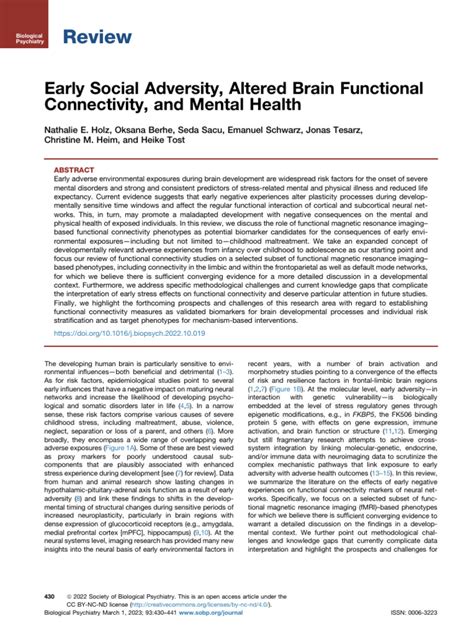Early Social Adversity, Altered Brain Functional | PDF | Stress ...