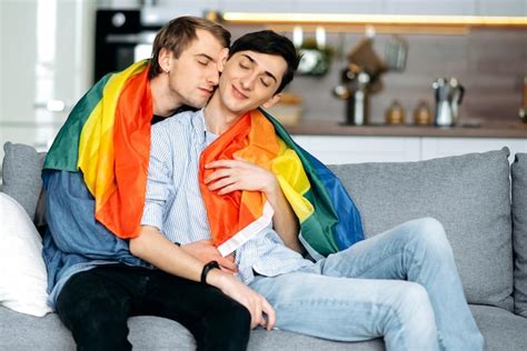 Premium Photo Guy Gay Homosexual Boyfriend Couple In Love Flag Lgbt
