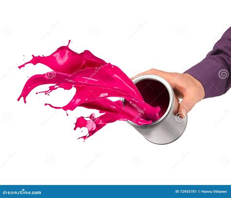 Hand Throwing Paint From Can Stock Image Image Of Splash Container