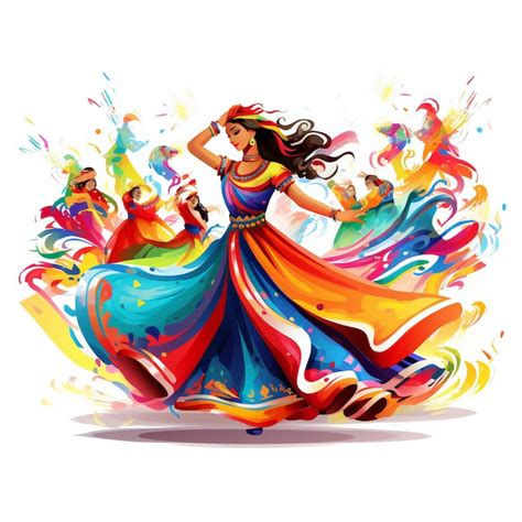 Premium AI Image | Traditional Garba Raas Vibrant Vector Art