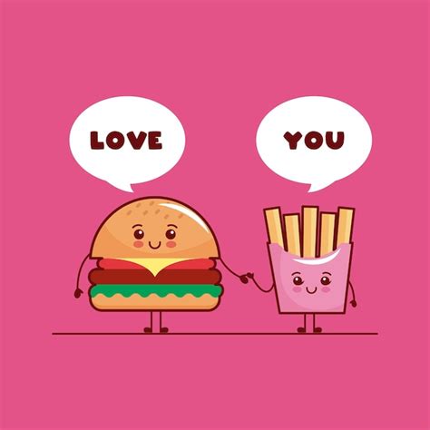 Amor Kawaii Vetor Premium