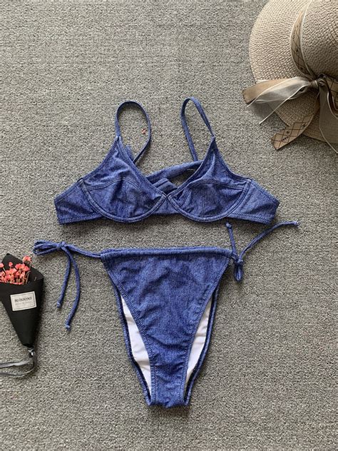 Women Sexy Comfortable Hot Sale Cotton Denim Sexy Bikini Set China Hawaii Bikini And Hot Sale