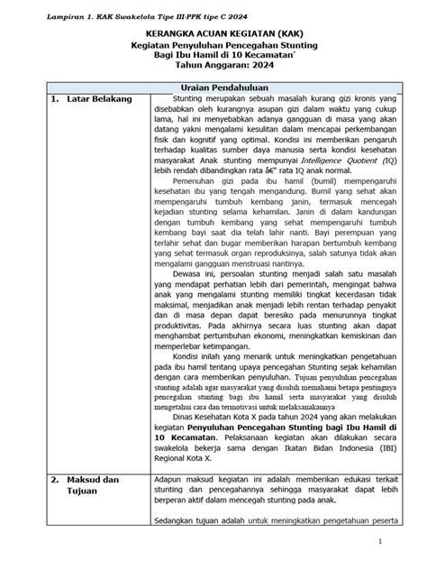 Yoseph Lampiran 01 Kak Swakelola Tipe Iii 1 Coba Pdf