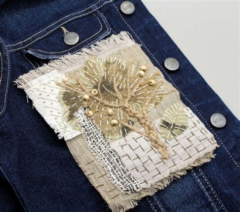 Linen Boro Patch Embroidery Tree Textile Art Sashiko Fabric Stitching