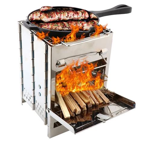 Portable Camping Grill Rack Stainless Folding BBQ Charcoal Grills For