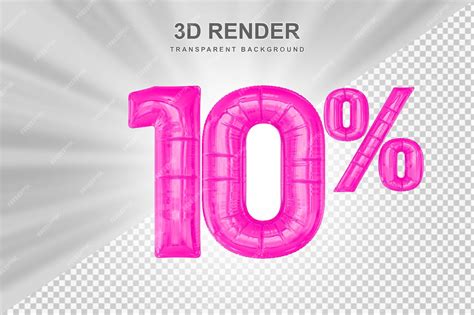 Premium Psd 10 Percent Offer In 3d Pink Balloon Rendering