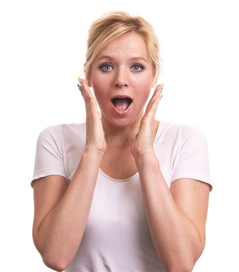 Surprised Cute Blonde Woman With Freckles Stock Photo Image Of Female Pretty 98796012