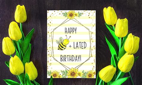 Buy Happy Belated Birthday Card Single Card And Envelope Bee Lated