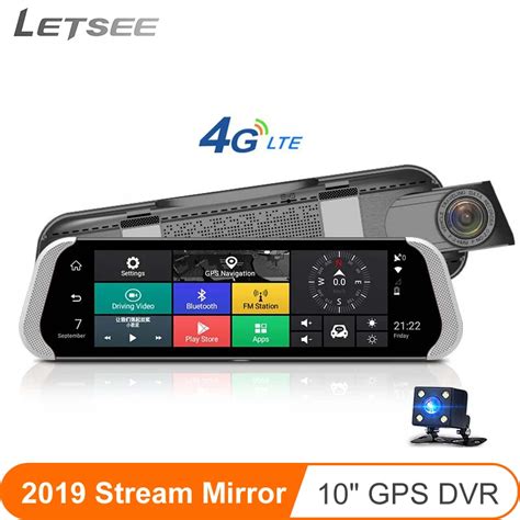 Letsee ADAS 4G Car stream RearView Mirror Camera DVR 10" Full HD 1080P ...