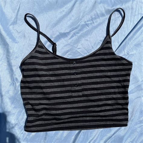 Women S Black And Grey Crop Top Depop