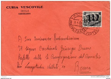 Storia Postale Lettera Intestata Curia Vescovile Con Annullo