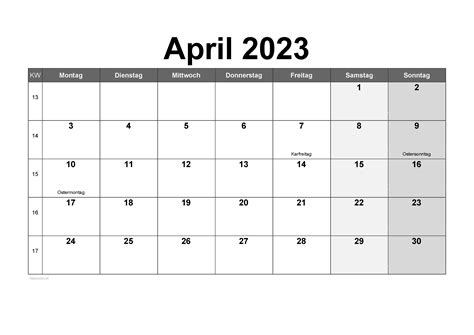 Kalender April 2024 Zum Ausdrucken PDF XLS PNG