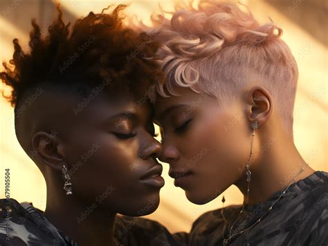 Beautiful Generative Ai Lesbian Couple In A Boat In Amsterdam Celebrating Lgbtq Pride With