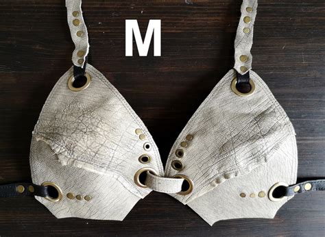 Dream Warriors Worn Out Gray Leather Halter Bra Bikini Top Etsy