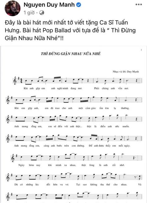 Giữ lời Duy Mạnh tặng Tuấn Hưng bài hát Thì đừng giận nhau nữa