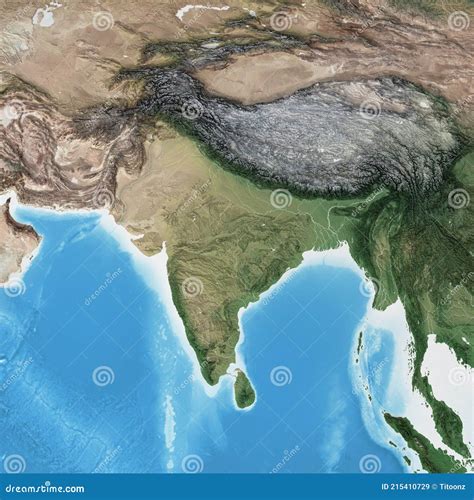 Mapa Detallado De Alta Resolución De Asia Del Sur Himalayas E India Stock De Ilustración